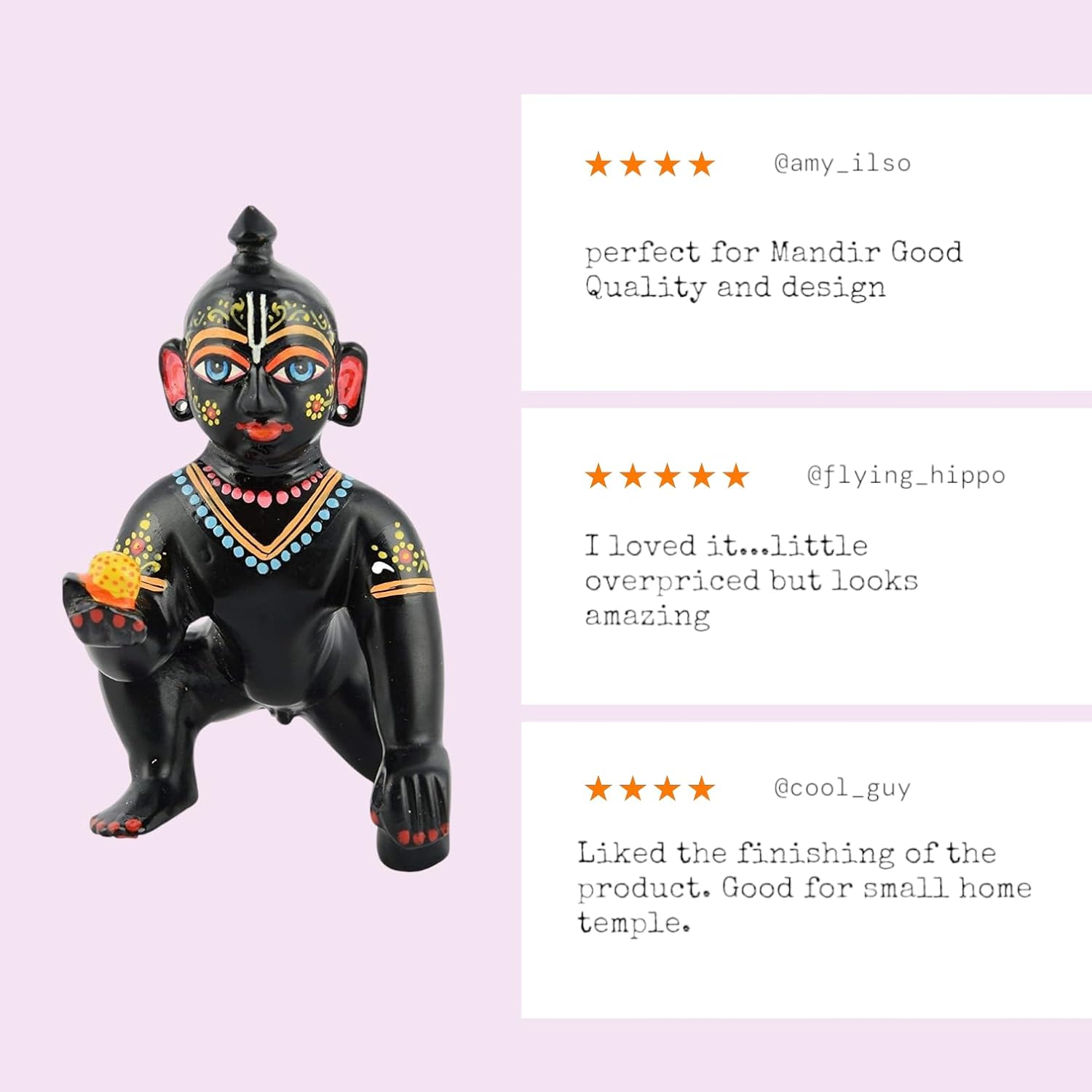 Black Designer Attractive Pure Ashtadhtau Laddu Gopal, Brass, Idol - Size No.1, Golden Hand Painted Idol | Made In Vrindavan, All Occasions & Festivals