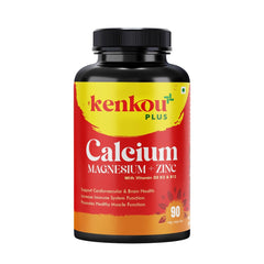 Kenkou Plus Calcium Magnesium Zinc With Vitamin D3 K2 & B12 | 90 Veg Capsule , 150gm 0.3lbs