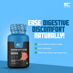 Muscle Club Digestive Enzymes Supplement Supports Gut Health, Digestion & Immune Function Amylase, Lipase, Protease, Cellulase, Lactase, Bromelain | 60 Capsules, 100gm 0.2lbs