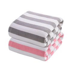 Maxoshine Microfiber Towels For Bath Large Size-Super Soft Coral Fleece Bathing Towel With Hook Quick Dry Super Absorbent-Bath Towel (Grey/Peach, Pack Of 2)
