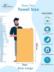 Athom Living Premium Cotton Light Weight Quick-Dry High Absorbent Cotton Bath Towel 250 Gsm, | Waffle Yellow (Pack Of 1)