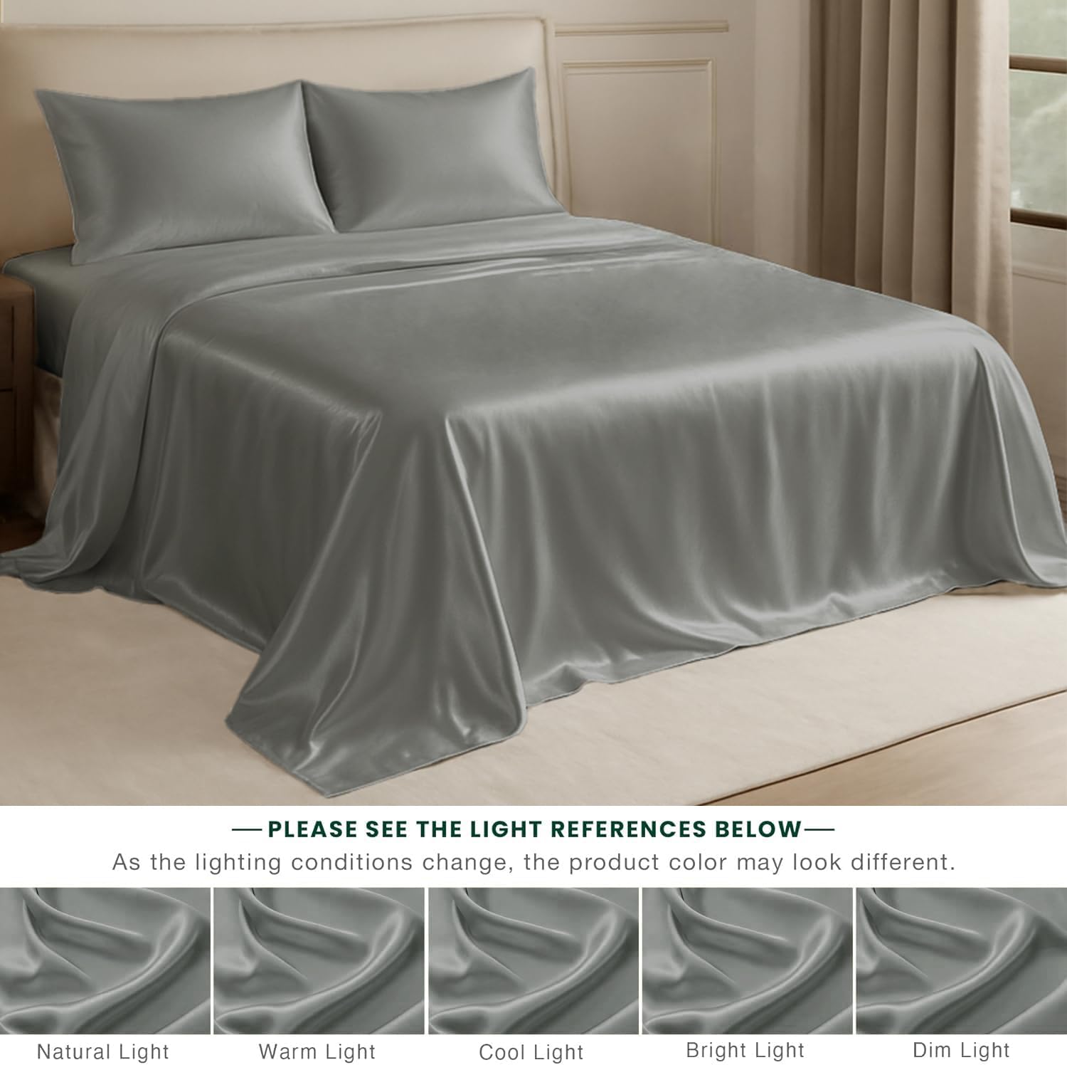 1 Double Bedsheet For King Size With 2 Pillow Covers - 108 X 108 Inches, Grey | Perfect For Romantic Night, Excellent Gift For All Celebrations Bedsheet