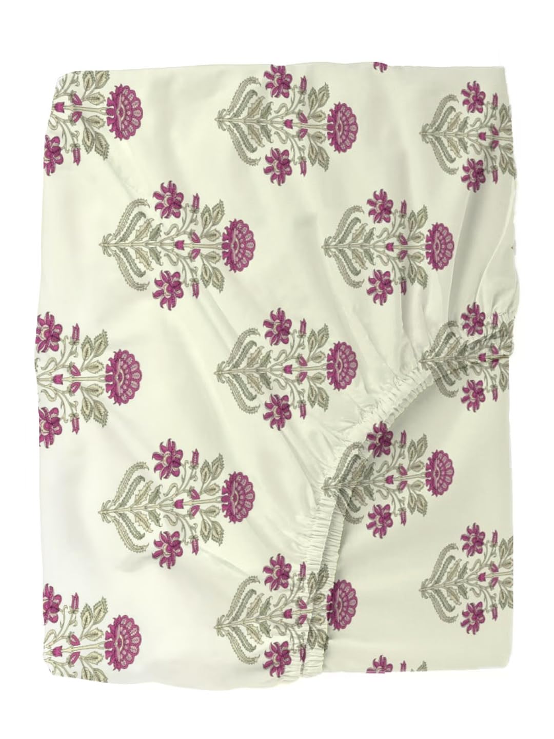 Cotton King Size For Double Bedsheet With 2 Pillow Covers - 78 X 78 Inches, Cream & Pink | Durable & Long Lasting Fabric, Easy Hand & Machine Wash