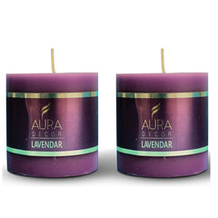 LAVENDER FRAGRANCE PILLAR CANDLE 2.5 INCH SET OF 2 PERFECT FOR VALENTINE CANDLES