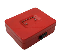 Metal Cash Box With Number Combination Lock, Size - Medium, Colour - Red, Material - Iron, Special Feature - Removable Tray