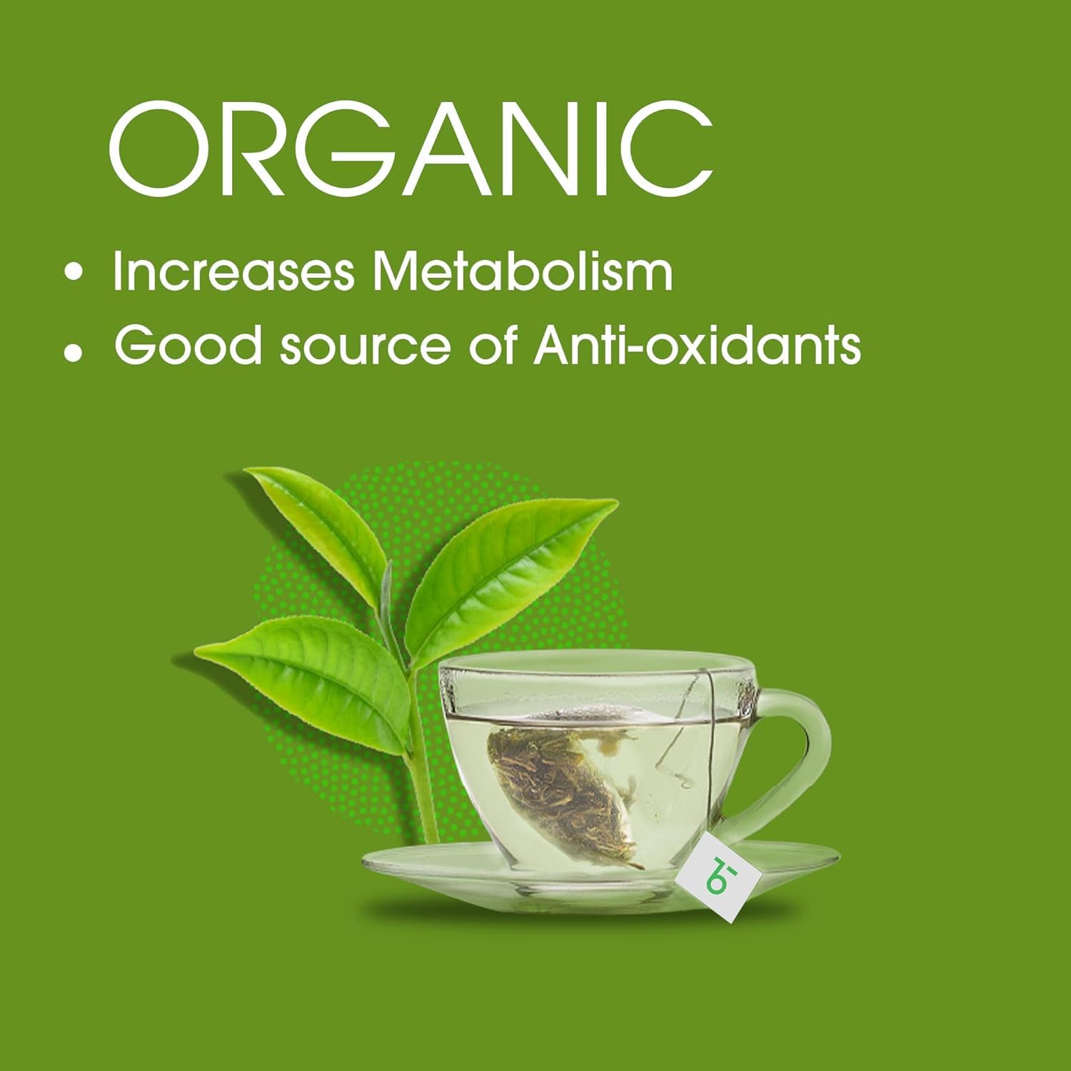 Teabox Organic Green Tea - 25 Pyramid Tea Bags | Increases Metabolism, Rich In Antioxidants - 100% Whole Leaf Tea Sourced From Darjeeling | Low Caffeine, 0% Bitterness