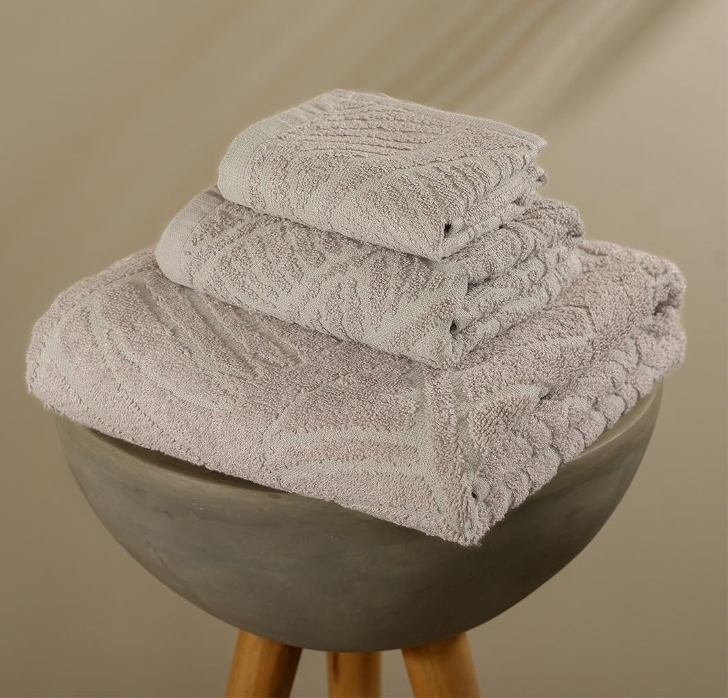 Musa Banana Terry Towel 900 Gsm 1 Bath, 1 Hand & 1 Face Towels With Free Bag 900 Gsm | Terry Towels For Bath Large Size (Shadow Grey) -Set Of 3