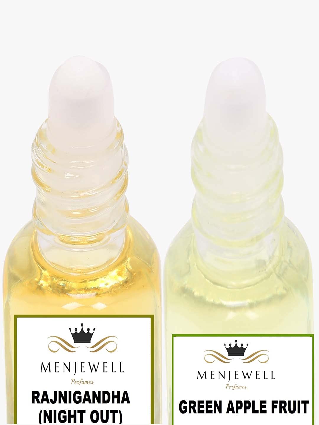 Menjewell Rajnigandha + Green Apple Fruit Attar Perfume 5ml 0.17 Fl.oz. Each Pack Of 2 | Unisex Fragrance | Alcohol Free