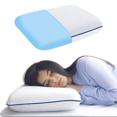 Cooling Gel Memory Foam Pillow, For Pain Relief, White Pillow, Size - Medium | Cervical Pillows For Spondylitis Neck & Shoulder Pain Relief, Bed Sleeping, Orthopedic Support Pillow