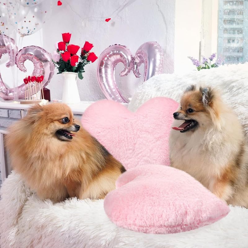 Soft Heart Throw Pillow, Plush Heart Shaped Decorative Pillow, Baby Pink - 35 Cm | Fluffy Heart Shaped Cushion For Girl On Valentine's Day Pillow | For Living Room, Dining, Sofa, Car
