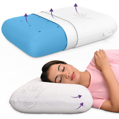 Cool Gel Memory Foam Pillow, Thick Orthopedic Pillow For Sleeping - 5.5 Inch | Cooling, Hypoallergenic, Adjustable, Removable Cover, Compressible | Washable Cover - Pack Of 1