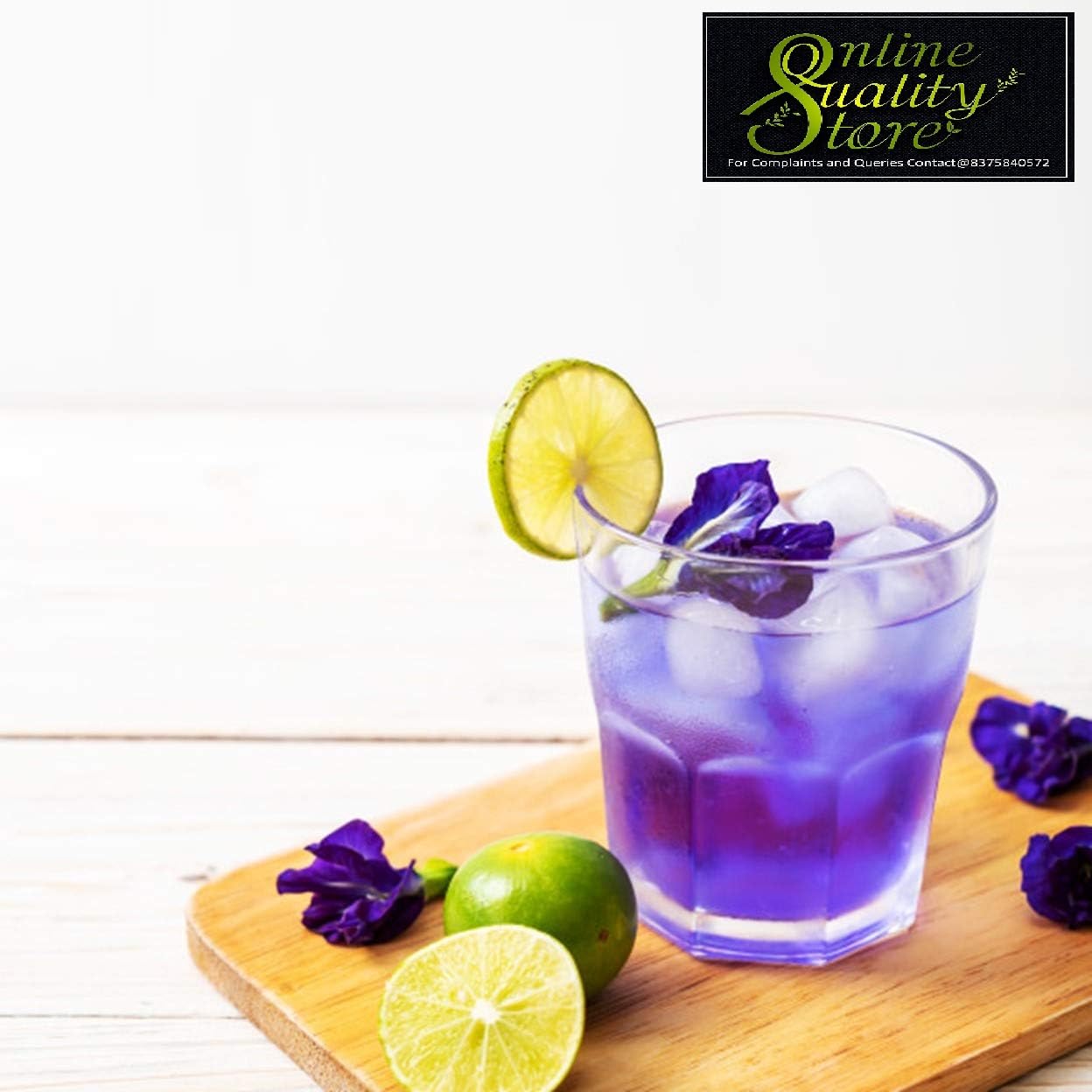 Online Quality Store Butterfly Pea Flower Herbal Tea - 100gm, 3.5 Ounce | Organic Pure Dried Flower Tea - Good For Hair & Skin | Caffeine Free - Steep As Hot Or Iced Tea