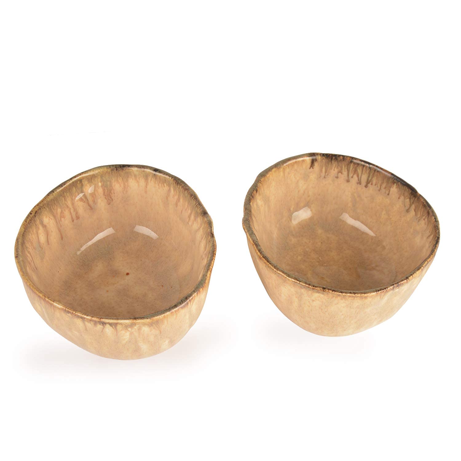 Handmoulded Studio Pottery Snack Bowls In Brown - Set Of 2, 400ml Each | Decorative Bowls For Kitchen