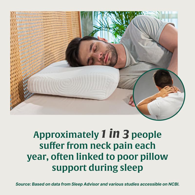 Orthopedic Memory Foam Pillow, For Pain Relief, Bed Pillow For Sleeping, White, King Size - 23.5 L X 15 W X 4.3 H Inch | Neck & Back Support For All Sleeping Positions