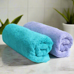 Heelium Bamboo Hand Towel 600 Gsm | Ultra Absorbent & Anti-Bacterial 3x Softer Than Cotton Towels | Pack Of 2 - Iris, Teal