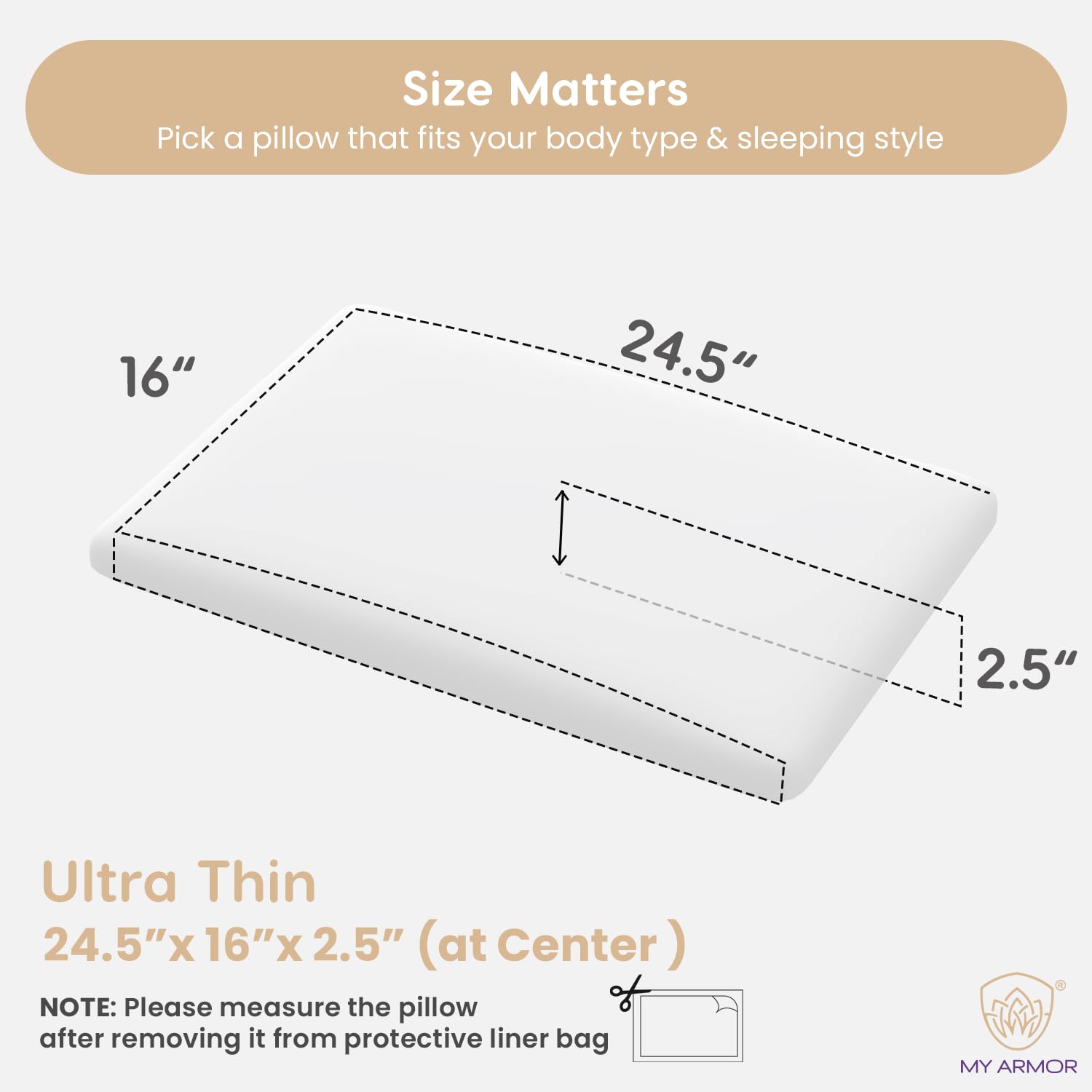 Cool Gel Memory Foam Pillow, Orthopedic Pillows For Neck Pain Relief, Ultra-Thin Size - 24.5 X 16 X 2.5 Inches | Without Cover, Portable, Cooling, Lightweight, Adjustable - Pack Of 1