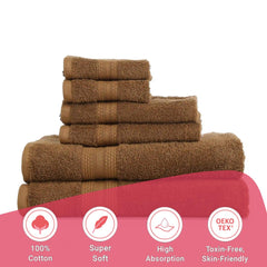 Livspace 100% Cotton 2 Bath, 2 Hand & 2 Face Towel 1300 Gsm | Solid Dyed Super Soft Absorbent & Quick-Dry For Gym & Home Paleto Collection Towel (Chocolate)- Set Of 6