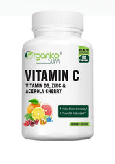 Oraganicoslim Vitamin C With Acerola Cherry, Vitamin D3, Zinc & Rosehip Extract - Antioxidant Support For Immunity, Skin, And Overall Health | 60 Capsules , 100gm 0.2lbs