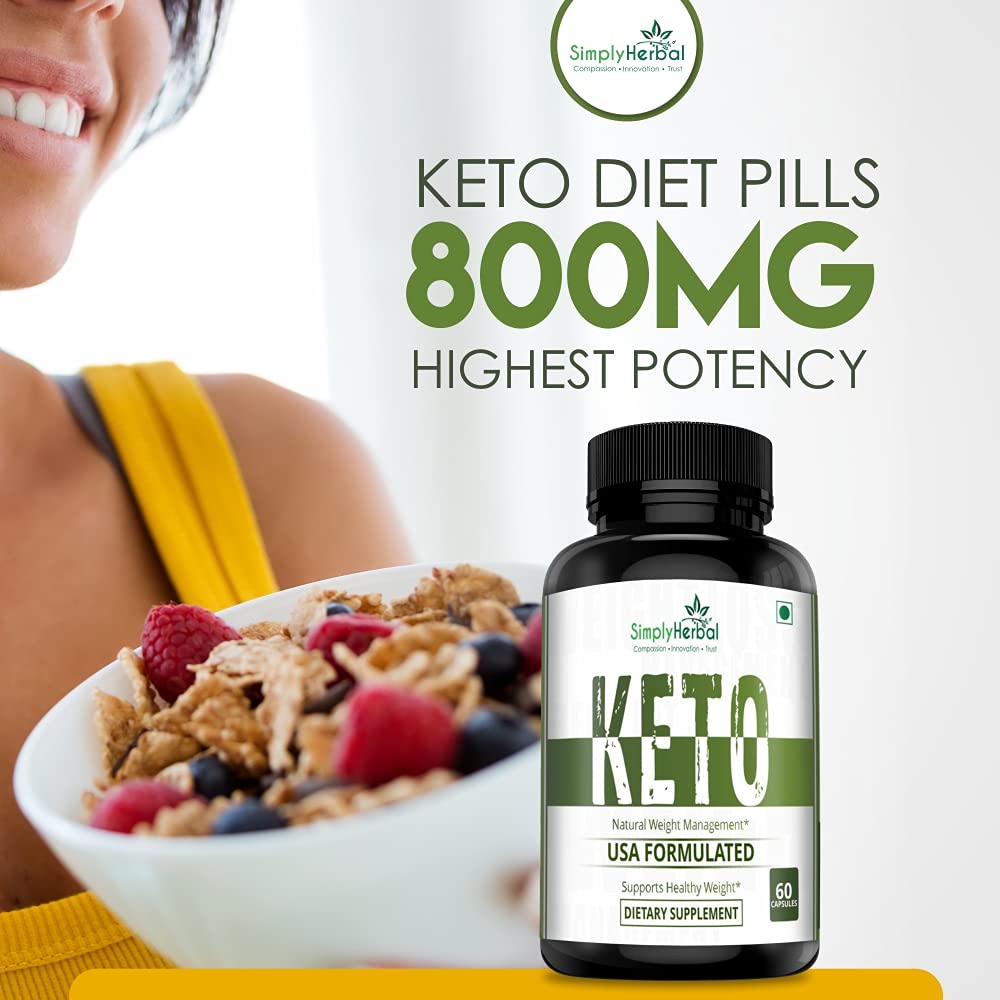 Simply Herbal Keto Weight Management Supplement 800mg With Green Tea, Coffee, Garcinia Cambogia Extract Support Metabolism, Appetite Suppression | 60 Capsules 100gm 0.2lbs