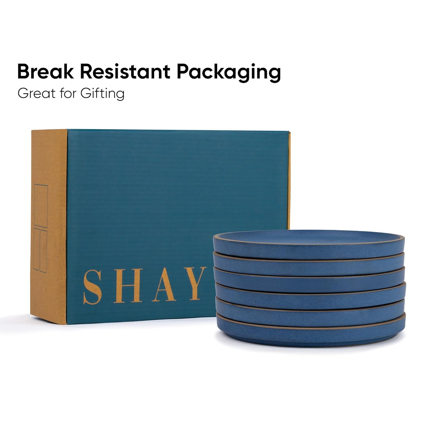 Ceramic Quarter Plates Set Of 6, Blue Artisanal Series | Premium Stoneware Dessert Plates - Snacks Plates Set With Matte Finish | Snack Plate - Small Plates | Japandi Quarter Plates