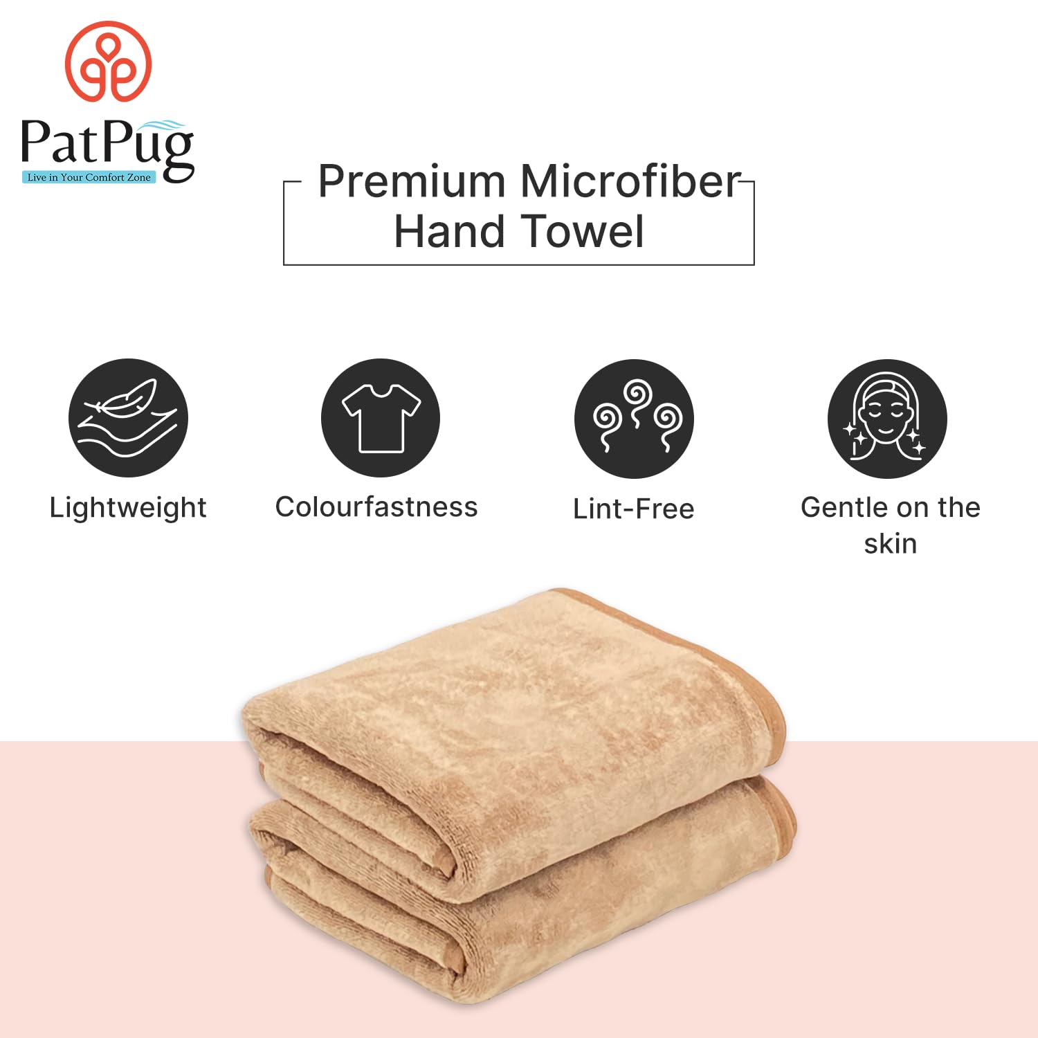 Patpug Ultra Soft Microfiber Hand Towel 400 | Comfortable, Fade Resistant, Highly Absorbent, Quick Drying Towel (Brown) - 2 Piece