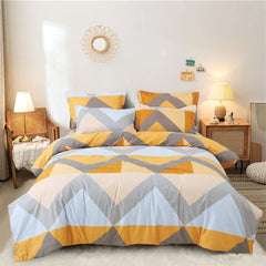 Double Bedsheet For King Size With 2 Pillow Cover + Comforter (72 X 78 Inches, Yellow & White) | Super Soft Glace Cotton Elastic Fitted All Around | Soft To Touch & Light Weight