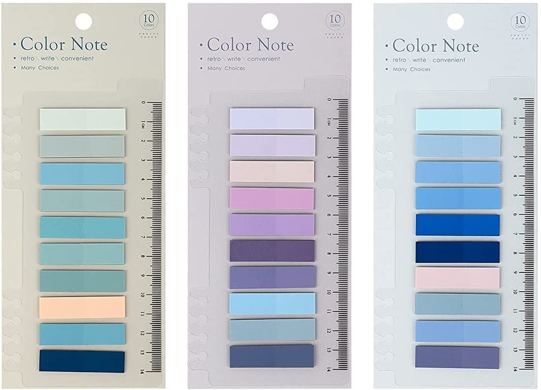 Index Tabs Sticky Notes With Ruler Multi Color Sticky Tabs For Notebook, Books - Packs Of 3