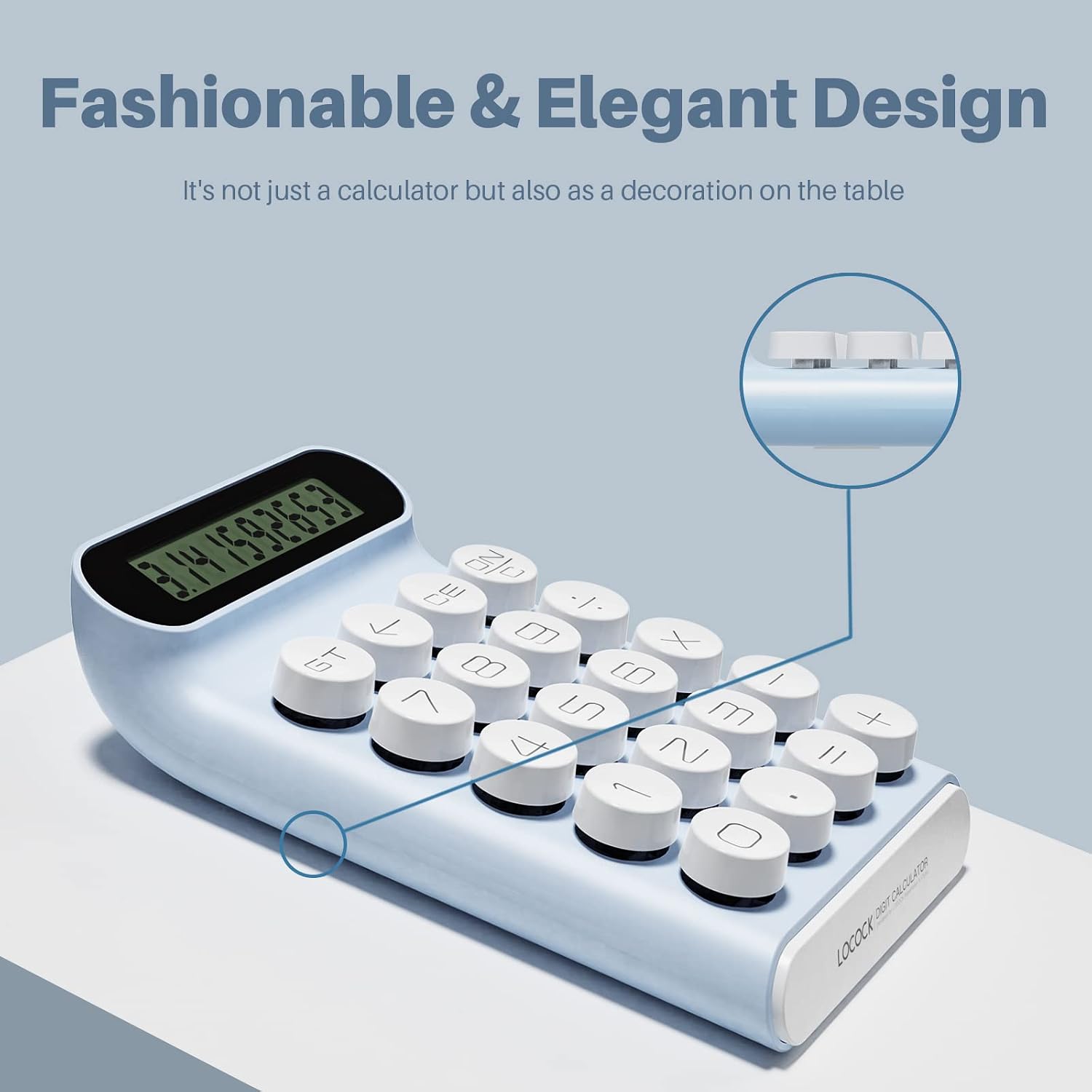 Mechanical Switch Calculator, Handheld For Daily And Basic Office,10 Digit Large LCD Display (Blue)
