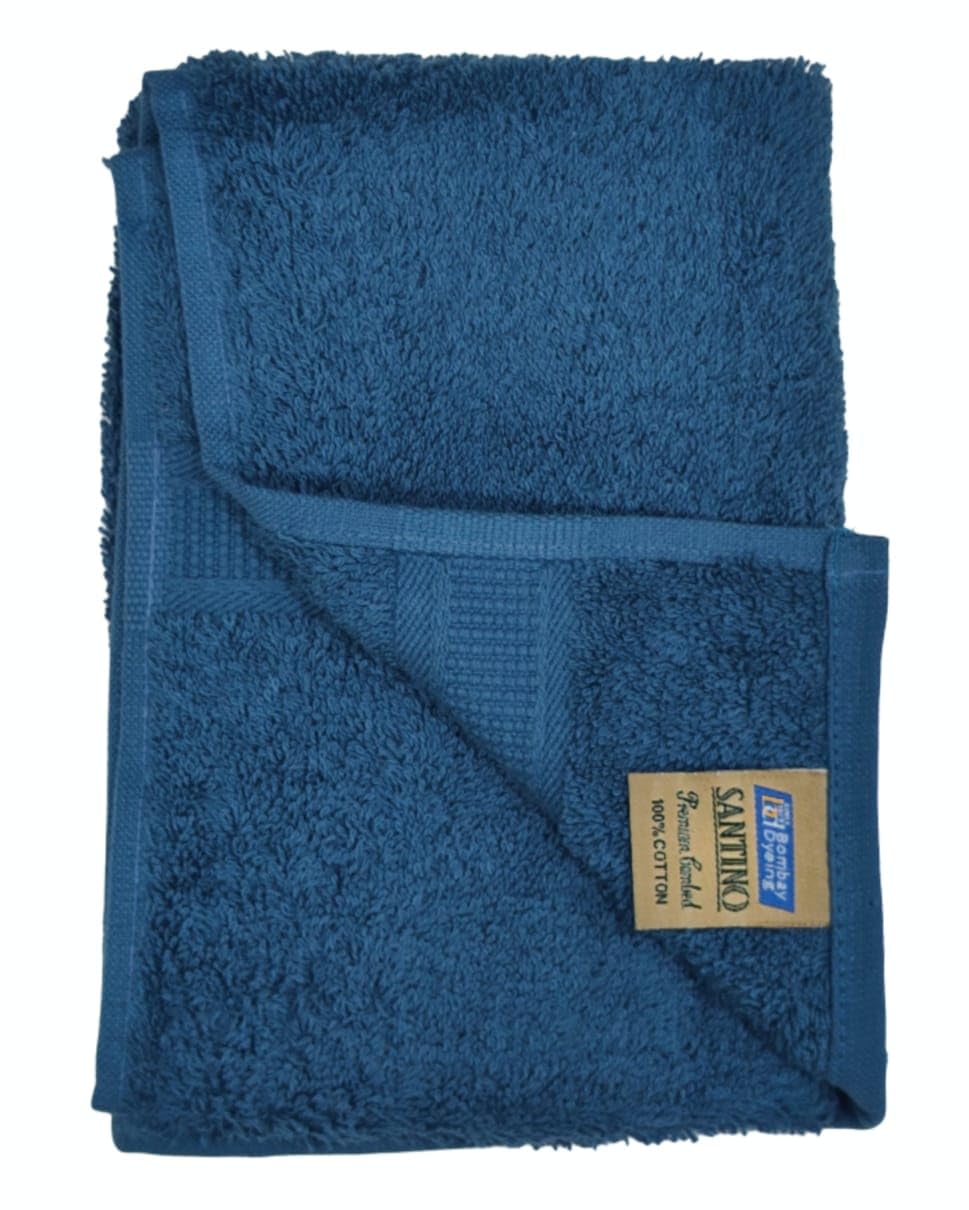 Bombay Dyeing Plain Santino 500 Gsm Cotton Hand Towel Set - Dark Blue (2 Piece)