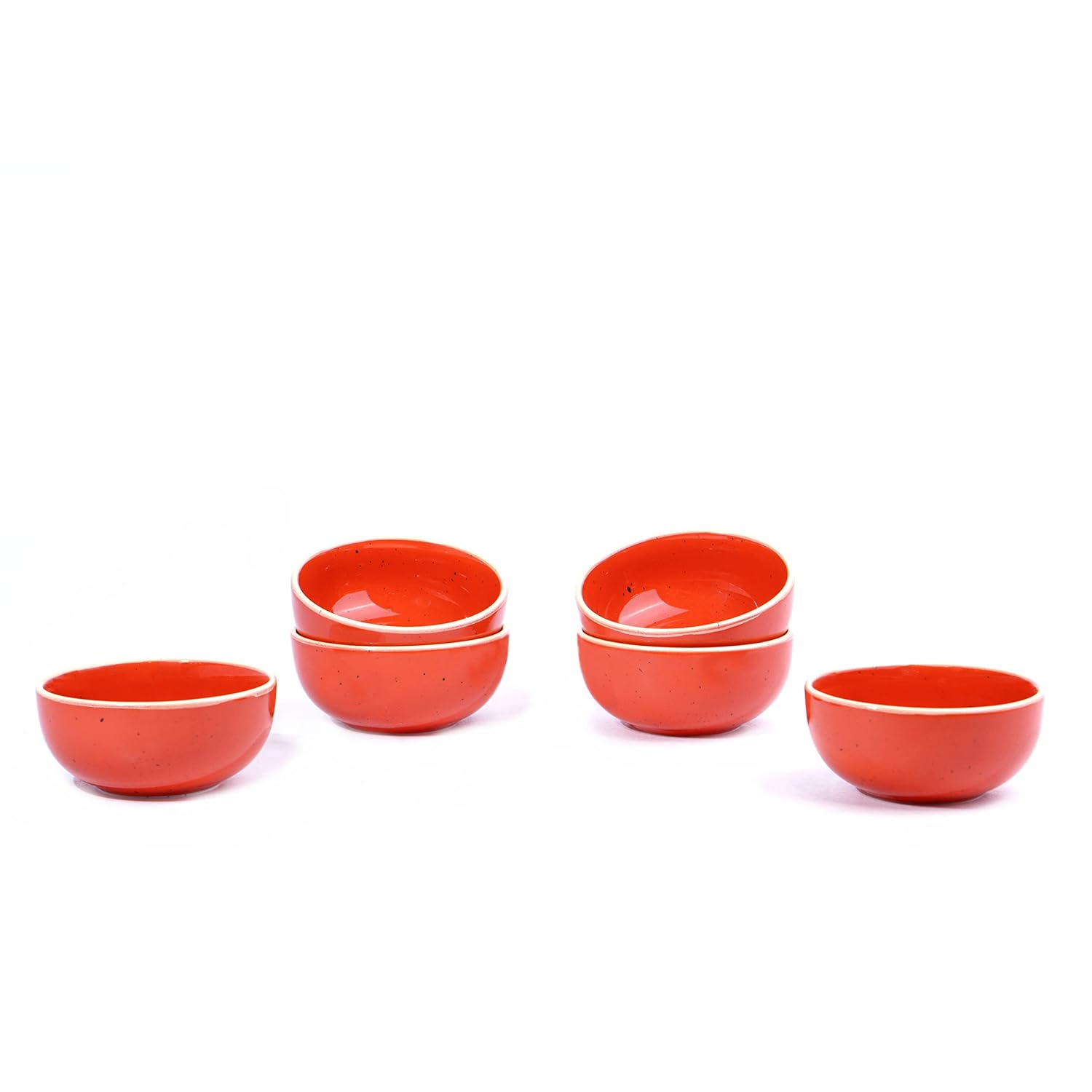 Ceramic Veg Bowls Set Of 6 For Dinner - 180ml Each, Red | Katori Set With Glossy Finish - Ceramic Bowls Set Of 6 | Dessert Bowl Set | Ice Cream Bowls - Microwave Safe & Dishwasher Safe