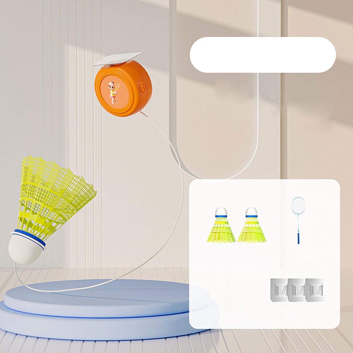 UJEAVETTE Badminton Solo Trainer Portable Professional with Shuttlecock for Games Home Adult | Yellow , Pack Of 3