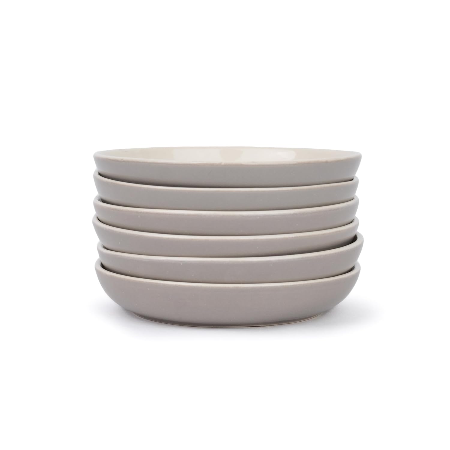 Snack Plates Set Of 6, Grey Slow Series | Snacks Plates Set - Dessert Plates | Small Plates With Glossy Finish - Deep Snack Plates | Microwave Safe & Chip Resistant