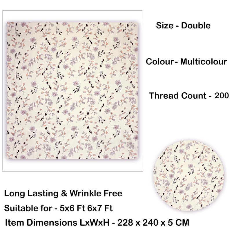 1 Double Bedsheets With 2 King Size Pillow Covers - 90 X 90 Inches, Beige | Soft Brushed Microfiber - Premium Cotton Double Bed Breathable & Wrinkle Free