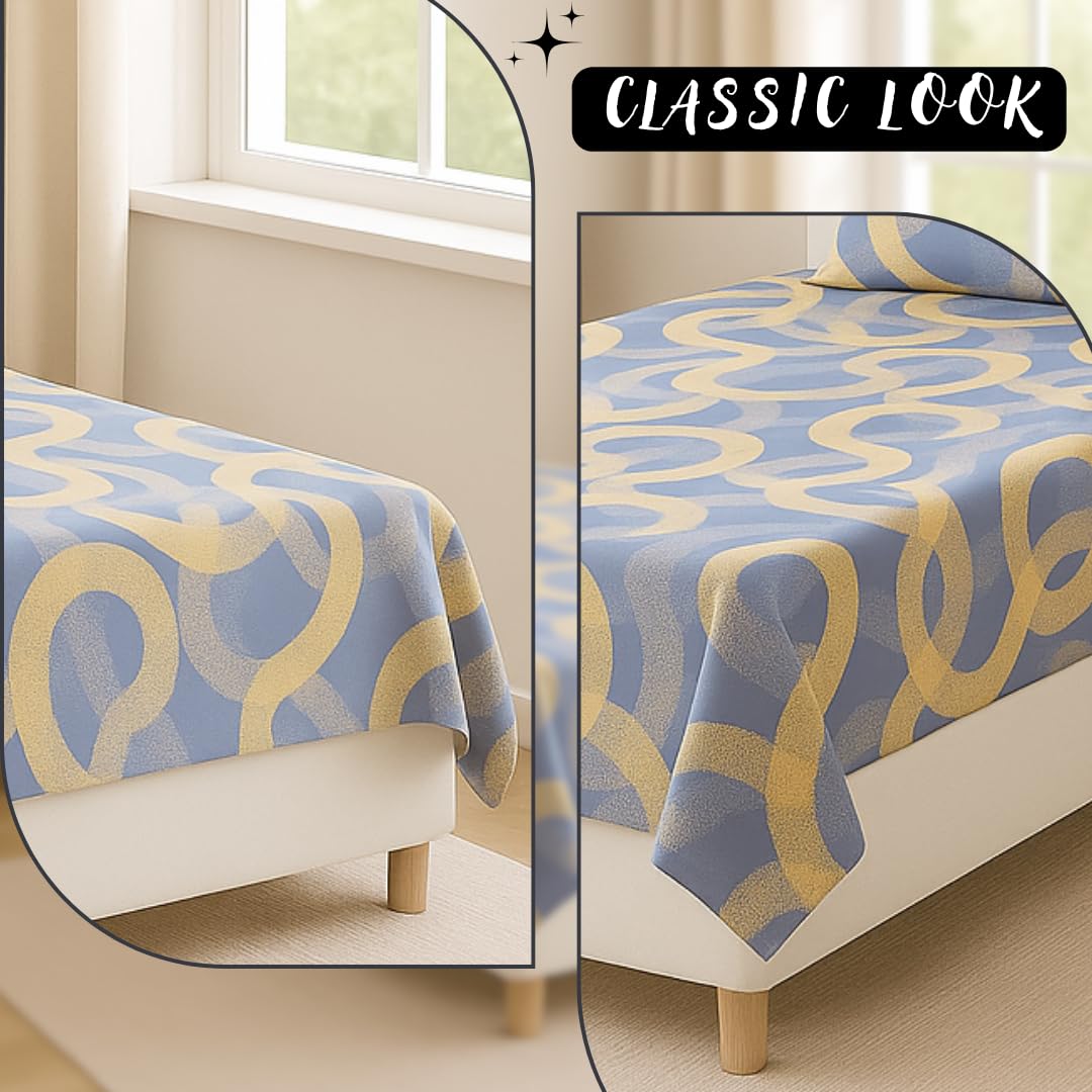 Bedsheet For Single Bed With 1 Pillow Cover - Size 90 X 60 Inches, Grey & Beige | Soft Touch Cotton Fabric-Comfortable & Durable | Elegant Printed Bedding Set For Daily Use