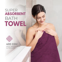 Black Gold The Finer Touch Premium Microfiber Bath Towels 800 Gsm | Lightweight Ultra-Soft Fade Resistant (Purple) - 2 Pcs