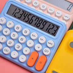 Skofri Mechanical Calculator 12 Digit Extra Large 5-inch LCD Display, Battery Desk Calculator, Big Buttons Easy To Press Use As Office Calculators Desktop, 15°tilt Screen For Kids Calculator (Blue)