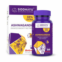 Siddhayu Ashwagandha Tablet Enhances Immunity & Strength, Rejuvenates Mind & Body, Increasing The White Blood Cell & Platelet | 60 + 20 Free Tablets 100gm 0.2lbs Each Pack Of 2