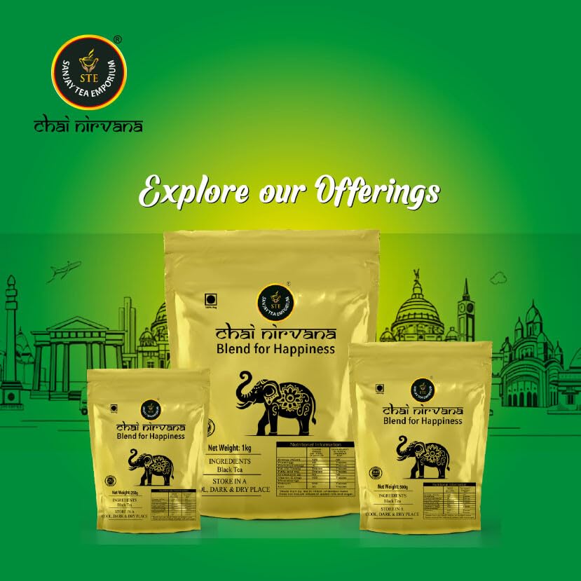 Sanjay Tea Emporium Chai Nirvana Black Tea - Pack Of 3 X 250gm, 8.8 Ounce Each | Medium Caffeine