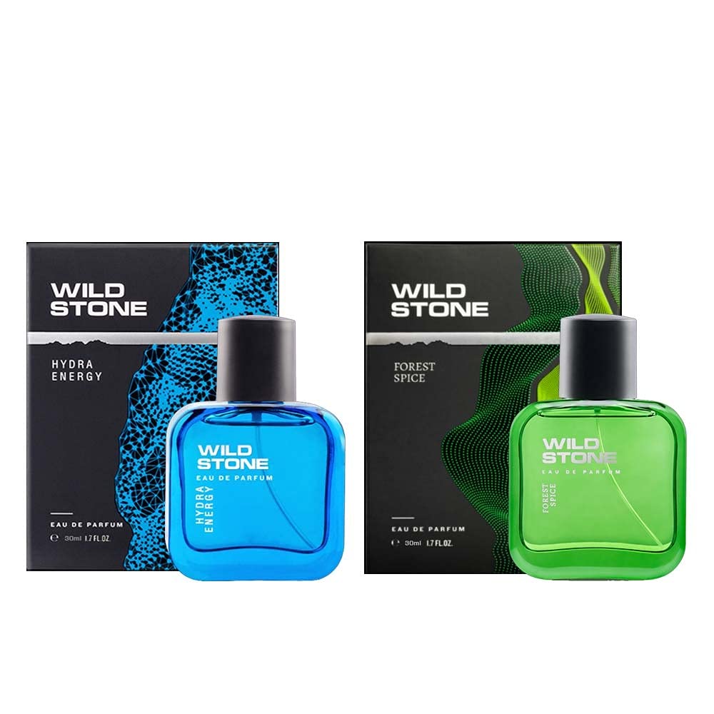 Wild Stone Forest Spice & Hydra Energy EDP Perfume 60ml 2.0 Fl.oz. | Perfect Gift For Boyfriend | Pack Of 2