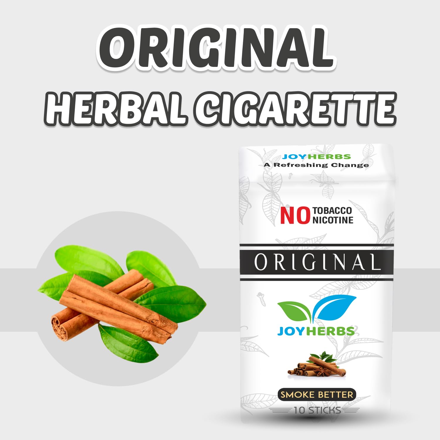 Herbal Cigarettes For Smoking 100% Tobacco Free & Nicotine Free - Made With Natural & Ayurvedic Herbs, Original Flavoured King Size Herbal Smoke Sticks Pack Of 10