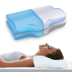 Cervical Pillow For Neck Pain & Shoulder Pain Relief, Grey & Blue | Memory Foam Pillow For Sleeping - Orthopedic Pillow For Spondylitis, Perfect For All Sleeping Position - Pack Of 2