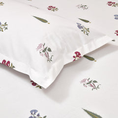 Flat Bedsheet Queen Size Bed With 2 Pillow Covers - 100 X 90 Inches, White & Green | Soft, Breathable & Durable | Skin-Friendly & Durable