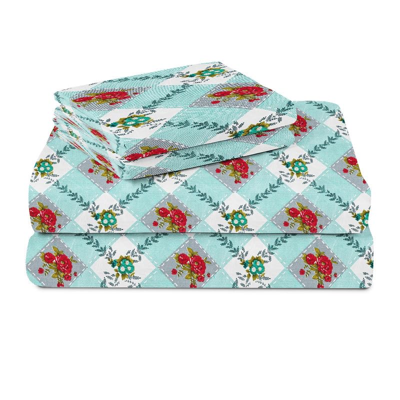 Microfiber Double Bedsheet With 2 Matching Pillow Covers | 90 X 90 Inches, Aqua - 144 TC Lightweight & Breathable Bed Sheet For Double Bed Perfect For Daily Use, Gifting, Or Guest Bedrooms