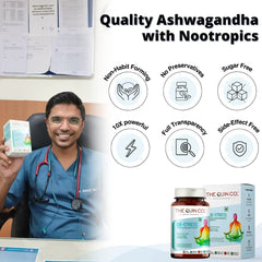 The Quin Co. De - Stress New Age Ashwagandha Tablets With Nootropics, 5% Withanolides, Stress Relief & Anxiety 1200mg, Plant Based | 60 Veg Tablets 100gm 0.2lbs