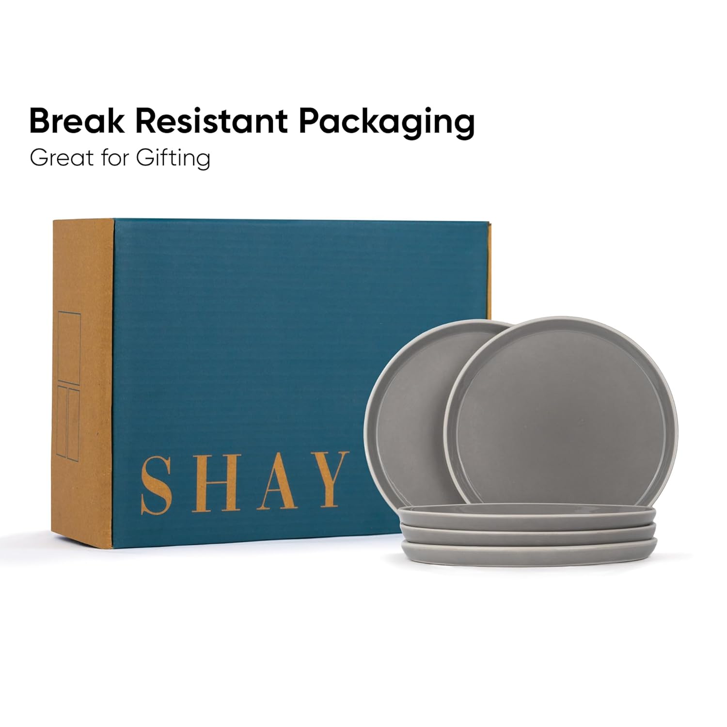 Ceramic Dinner Set Of 12 Pcs, Grey | Crockery Set For Dining Table - Dining Sets Crockery Items | Glossy Finish Premium Stoneware - 6 Dinner Plates + 6 Veg Small Bowls, 180ml Each