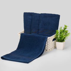 Kopa By Bianca Hand & Gym Towel 800 Gsm | 100% Cotton Soft Terry D'Ross Collection (Navy Blue)- 4 Piece