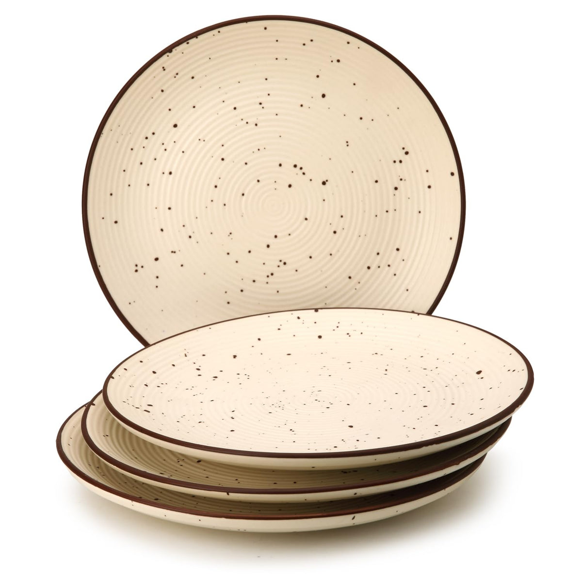 Ceramic Hand Glazed Stoneware Large Dinner Plates Set Of 4 - 10.6 Inch, Beige | Microwave Safe & Dishwasher Safe - Handcrafted Dinner Plates