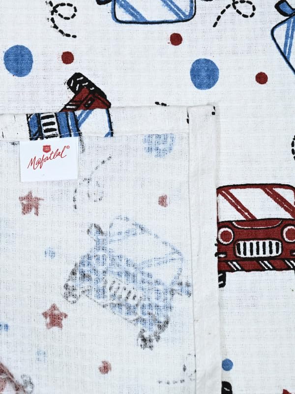 Mafatlal Coo Coo 100% Cotton Kids Bath Towel 250 Gsm | Soft, Lightweight & Quick-Dry Fun Cartoon Print Towel (Blue) - 1 Pcs