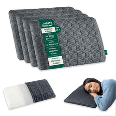 Ultra Thin Pillow For Sleeping, Orthopedic Cervical Pillow - King Size - 1.5 Inch | Ultra Slim Memory Foam Pillow | Slim Pillow For Neck & Shoulder Pain Relief - Flat Pillow - Set Of 4