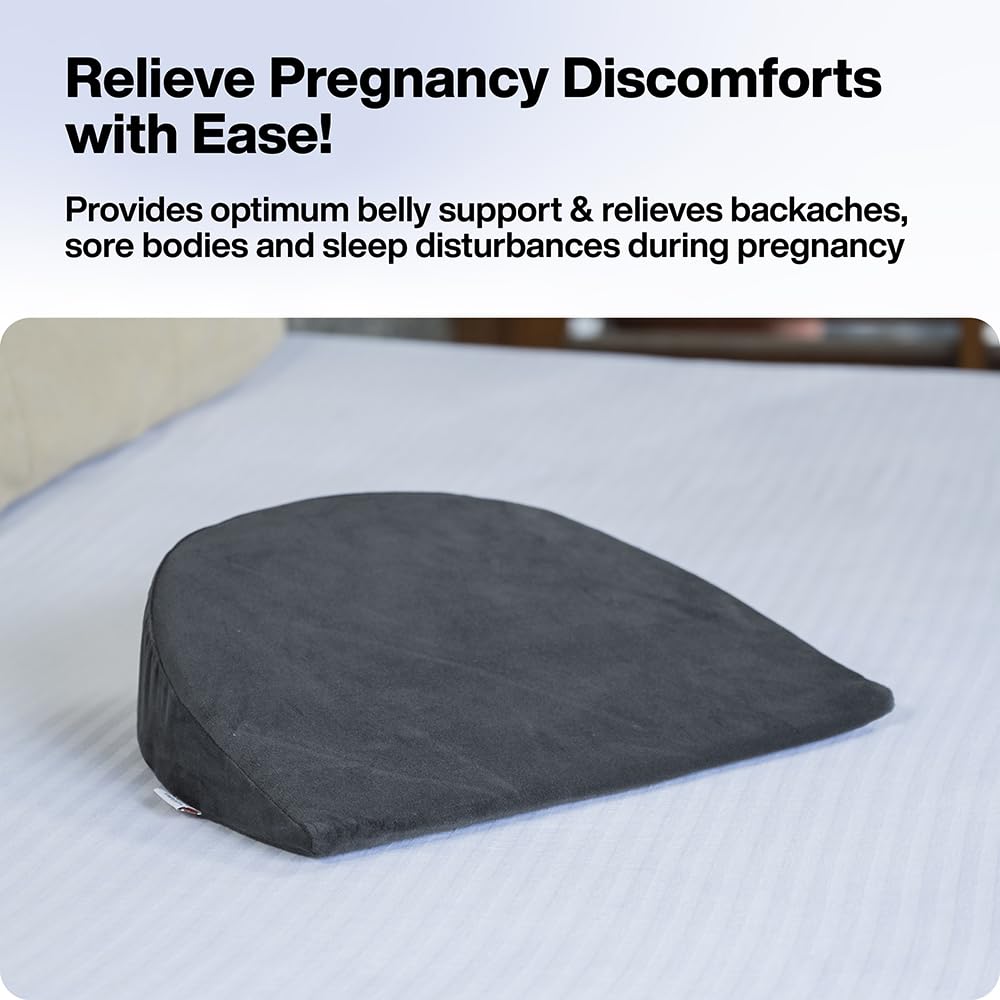 Pregnancy Pillow For Pregnant Women, Memory Foam Maternity Pillow, Dark Grey | Wedge For Supporting Belly, Back During Pregnancy - Provides Soft-Support Baby Bump - Pillow